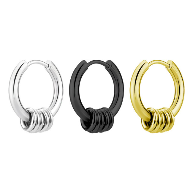 2023 Japan and South Korea Hot Selling Simple Personality Hip Hop Trendy Men's Titanium Steel Ear Buckle Earrings Ele...