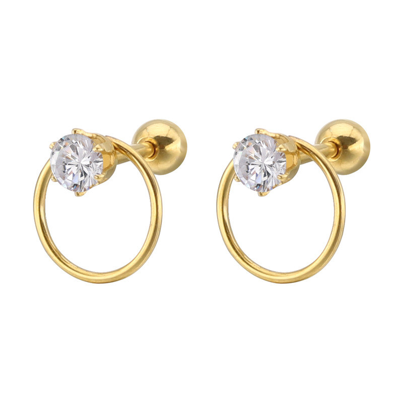 European and American Hot Selling Simple Niche Trendy Fashion High-end Titanium Steel Stainless Steel Zircon Earrings Manufacturer Cross-border Wholesale