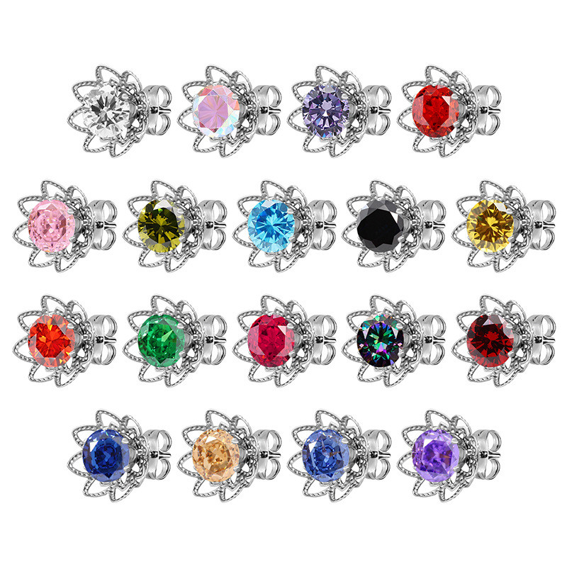 Cross-Border New Zircon Inlaid Sunflower Fine Needle Earrings Niche Design Sense Elegant Earrings Jewelry Factory Direct Sale
