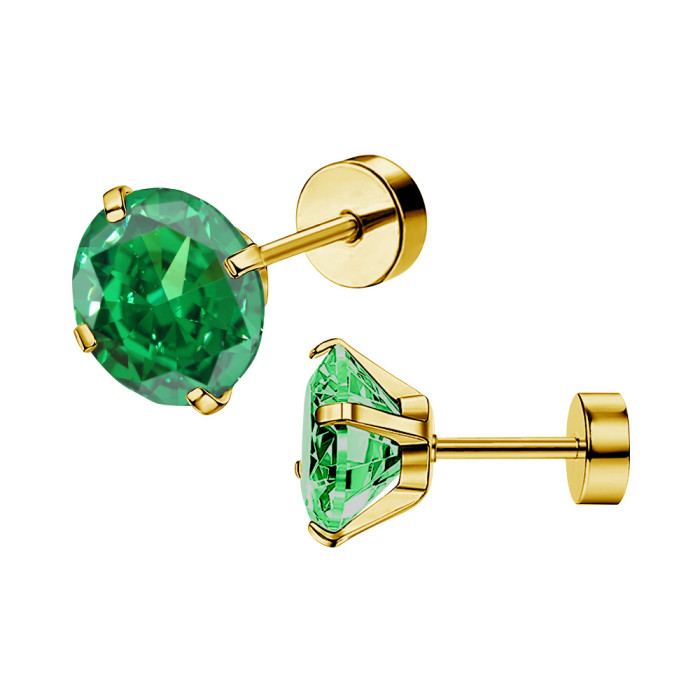 Amazon Unisex Stainless Steel 4-Prong Zircon Earrings Simple Versatile Bulk In Stock Wholesale Earrings Jewelry