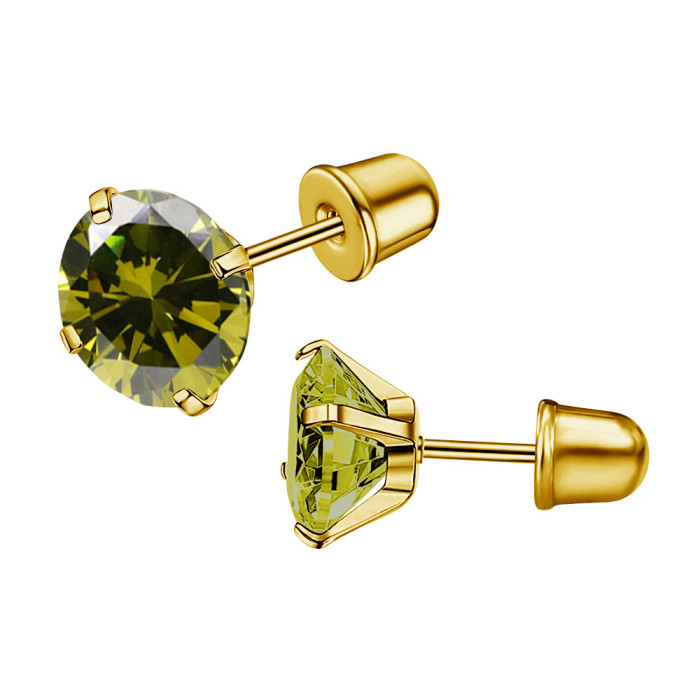 Korean Fashion New Insertable Rod Round Zircon Earrings Ear Bone Studs Sleep-Free Simple Niche Accessories