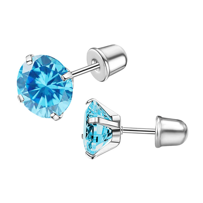 European and American New Style Personality Zircon Exquisite Ear Piercing Screw Type Earrings Ear Bone Studs Hua Zi Earrings Jewelry Wholesale