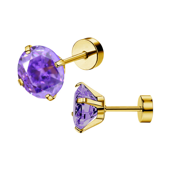 Amazon Unisex Stainless Steel 4-Prong Zircon Earrings Simple Versatile Bulk In Stock Wholesale Earrings Jewelry