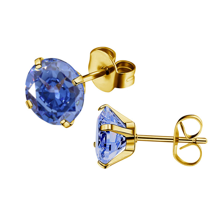 Style Stainless Steel AAA Colorful Round Zircon Butterfly Stud Earrings Ear Bone Studs Simple Versatile Fashion Earri...