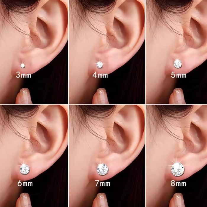 2025 Niche Simple Colorful Round Zircon Insert Round Cake Earrings Ear Bone Studs Fashion New Earrings Manufacturer Wholesale