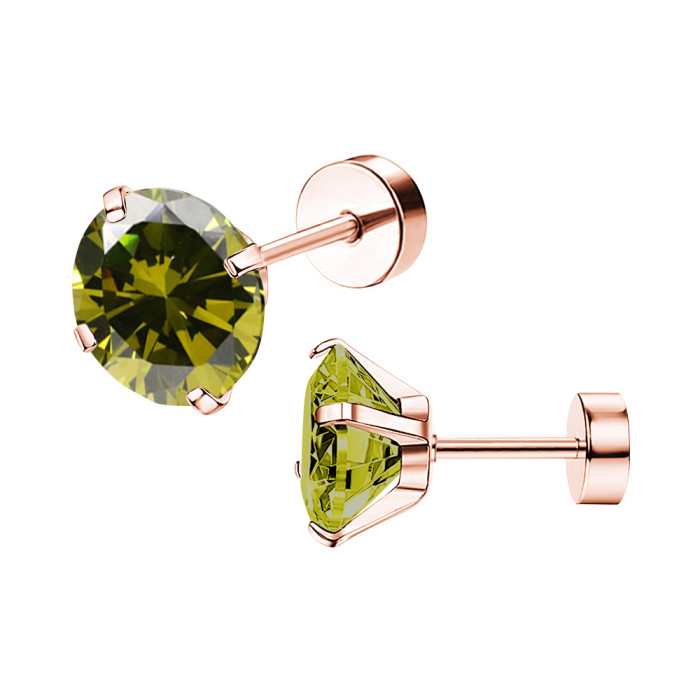 2025 Niche Simple Colorful Round Zircon Insert Round Cake Earrings Ear Bone Studs Fashion New Earrings Manufacturer Wholesale