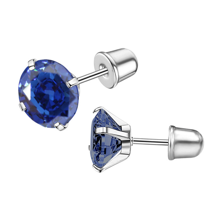 European and American New Style Personality Zircon Exquisite Ear Piercing Screw Type Earrings Ear Bone Studs Hua Zi Earrings Jewelry Wholesale