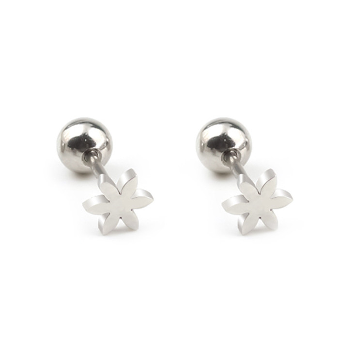 Korean Style Fashion Titanium Steel Star Earrings Simple Design Piercing Unisex Set Earrings Trendy Accessories, Jewe...