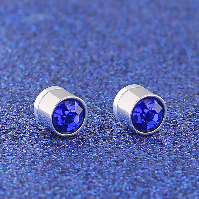 European and American Fashion Titanium Steel Non-Pierced Magnetic Ear Clips Stainless Steel Super Shiny 5mm Zircon Earrings Factory Direct Sale