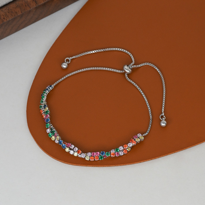 Xiaohongshu Hot-Selling Super Shiny Layered Colorful Dopamine Zircon Bracelet for Women, Atmosphere-Enhancing Exquisite Light Luxury Bracelet