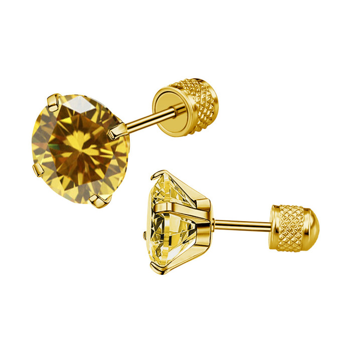 2025 Simple New Insert Colorful Round Zircon Stainless Steel Earrings Ear Bone Studs Design Sense High-end Earrings J...