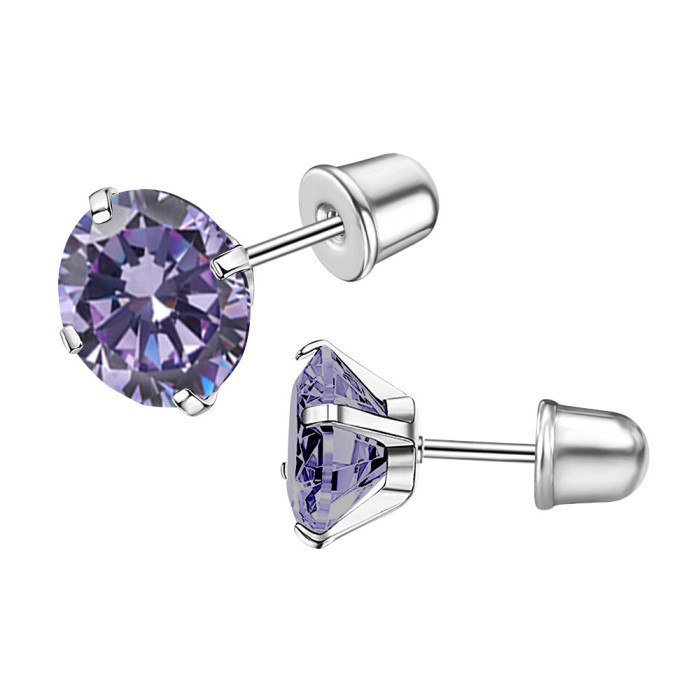 European and American New Style Personality Zircon Exquisite Ear Piercing Screw Type Earrings Ear Bone Studs Hua Zi Earrings Jewelry Wholesale