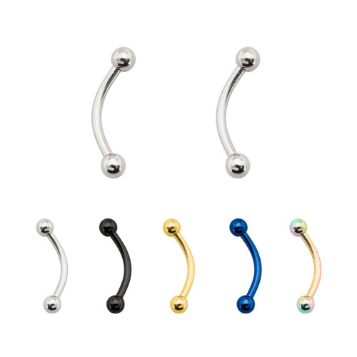 European and American Hip-Hop Punk Jewelry Hot Sale Curved Barbell Titanium Steel Eyebrow Stud Lip Stud Piercing Jewelry Manufacturer Cross-Border Wholesale