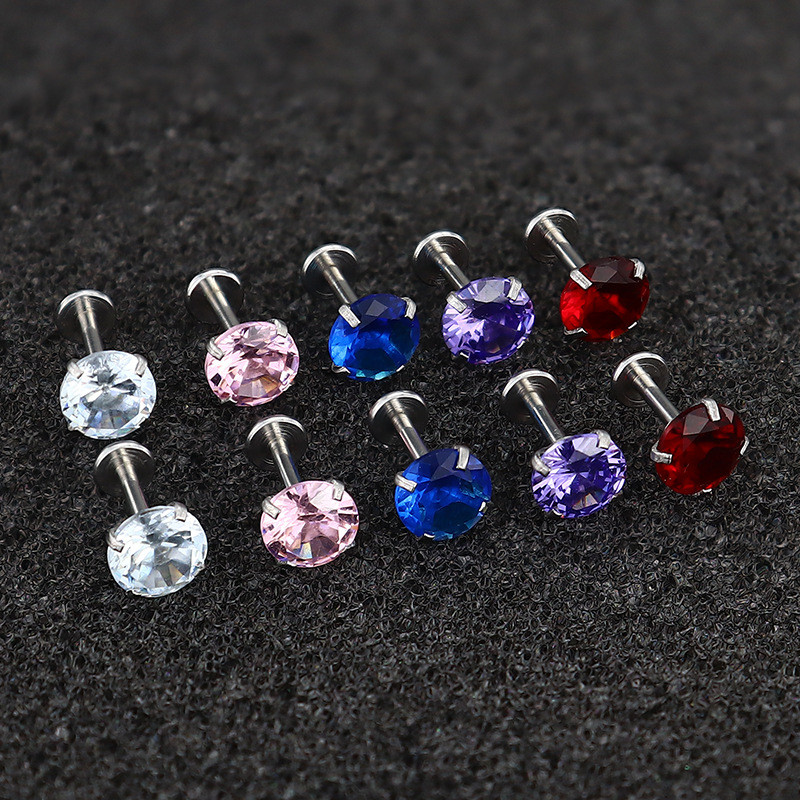 Japanese and Korean INS Simple Versatile New AAA Zircon Earrings Lip Studs Fashionable Design Small Accessories Factory Direct Sale
