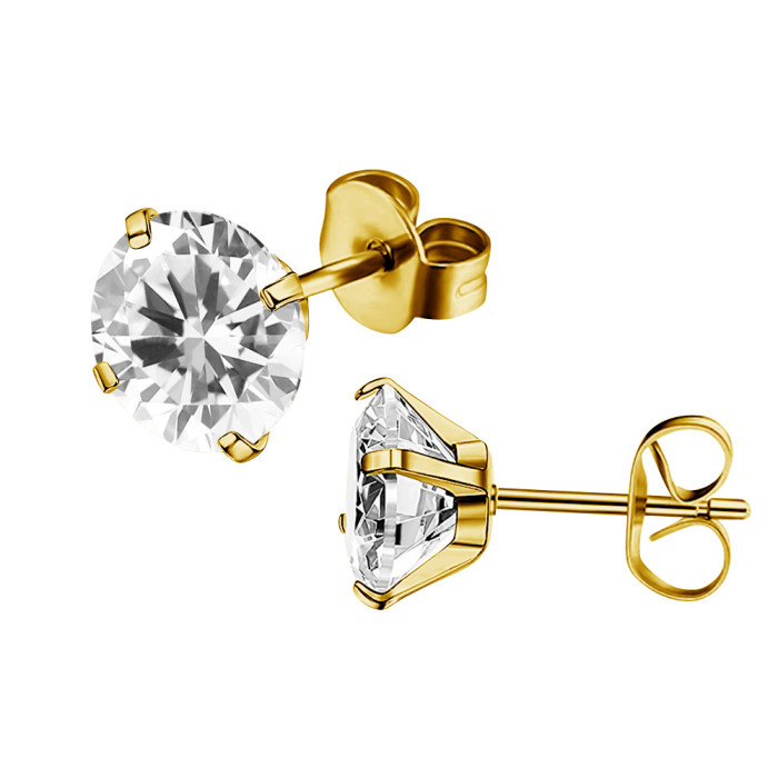 Style Stainless Steel AAA Colorful Round Zircon Butterfly Stud Earrings Ear Bone Studs Simple Versatile Fashion Earri...