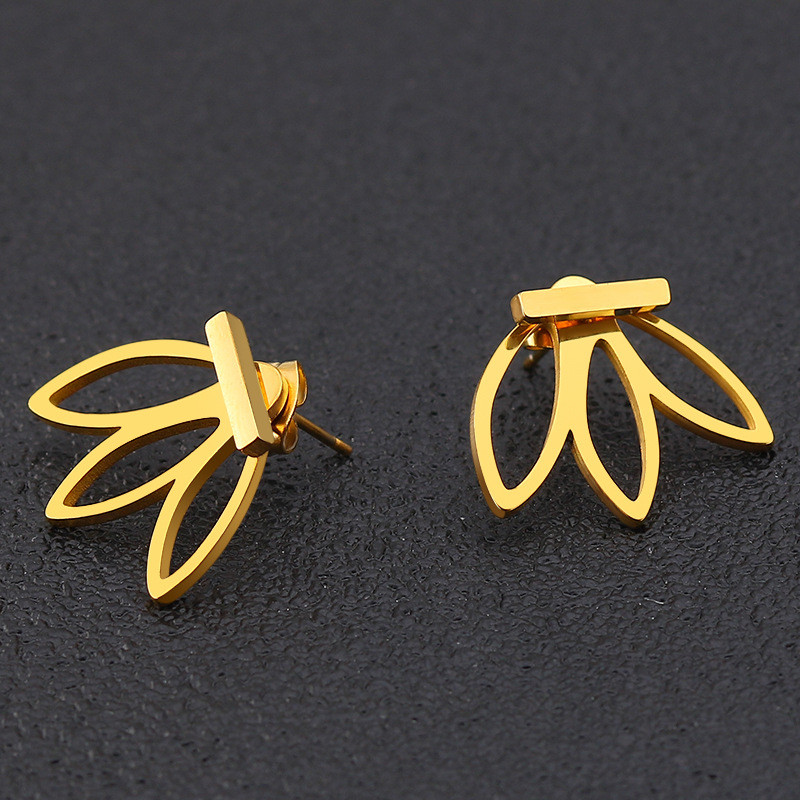 European and American Cross-Border Fashion New Round Ball Square Bar Three-Leaf Earrings Simple Versatile Personality Trend Hua Zi Earrings