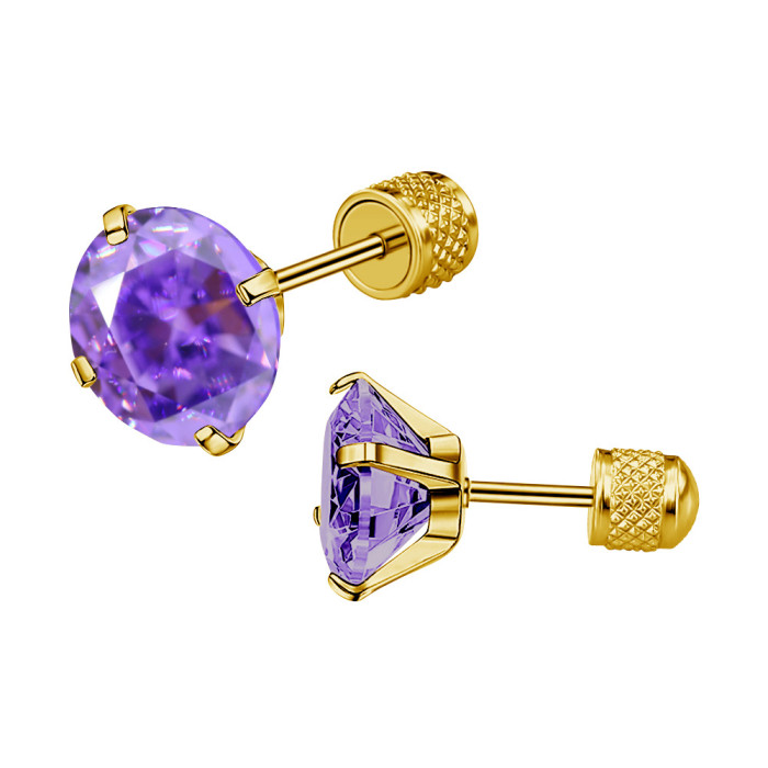 2025 Simple New Insert Colorful Round Zircon Stainless Steel Earrings Ear Bone Studs Design Sense High-end Earrings J...