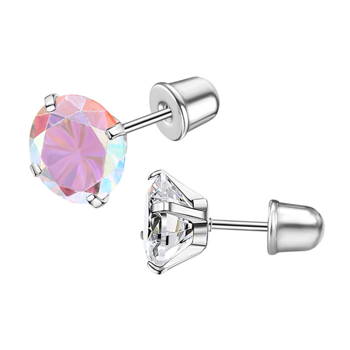 European and American New Style Personality Zircon Exquisite Ear Piercing Screw Type Earrings Ear Bone Studs Hua Zi Earrings Jewelry Wholesale