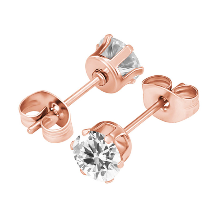 Amazon Fashion Simple New Six-Claw Round Zircon 3A Zirconia Earrings Ear Bone Studs Niche Versatile Ear Jewelry Whole...