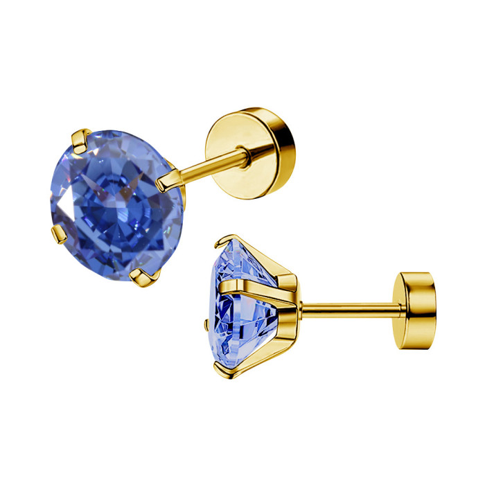Amazon Unisex Stainless Steel 4-Prong Zircon Earrings Simple Versatile Bulk In Stock Wholesale Earrings Jewelry