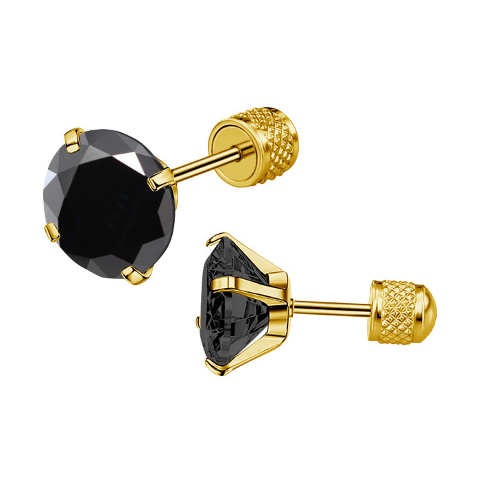 2025 Simple New Insert Colorful Round Zircon Stainless Steel Earrings Ear Bone Studs Design Sense High-end Earrings J...