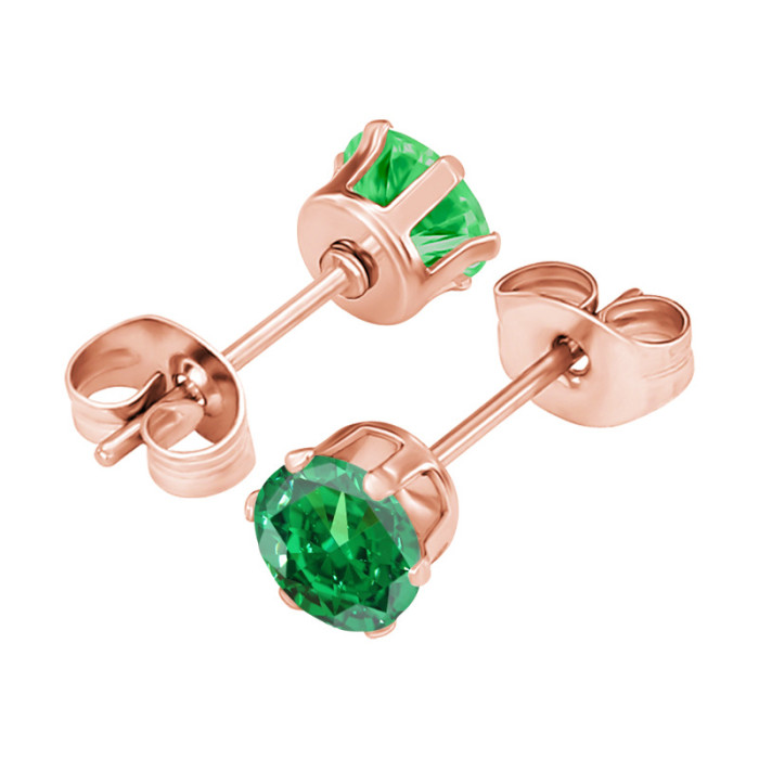 Amazon Fashion Simple New Six-Claw Round Zircon 3A Zirconia Earrings Ear Bone Studs Niche Versatile Ear Jewelry Whole...