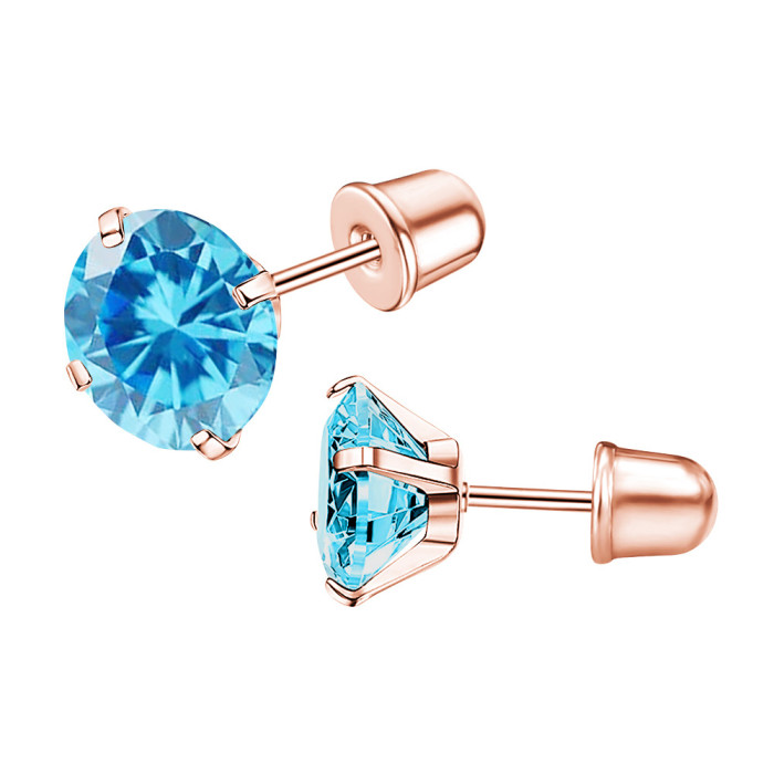 Stainless Steel Fine Needle Four-Claw Setting 5A Zircon Earrings Insertable Ear Bone Studs Classic Versatile AliExpress Cross-Border Model