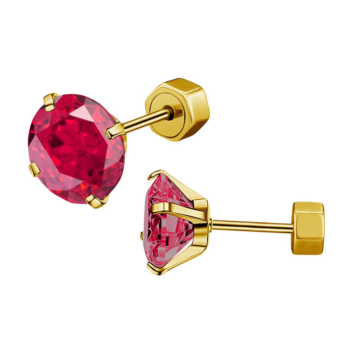 European and American Fashion Cross-Border New Colorful Round Zirconia Insert Earrings Simple Niche Versatile Earrings Ear Bone Stud Jewelry