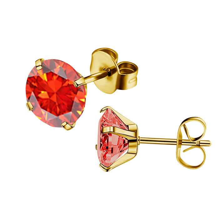 Style Stainless Steel AAA Colorful Round Zircon Butterfly Stud Earrings Ear Bone Studs Simple Versatile Fashion Earri...