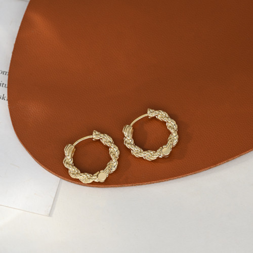 French Minimalist Style Fashionable Small Braided Hoop Earrings Niche Design Sense Round Small Elegant Ear Accessories