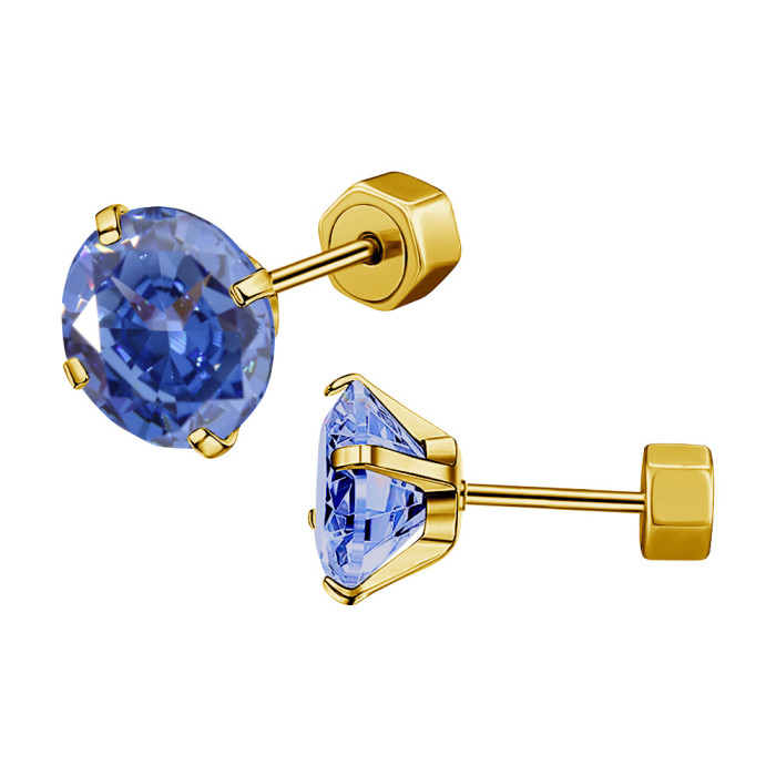 European and American Fashion Cross-Border New Colorful Round Zirconia Insert Earrings Simple Niche Versatile Earrings Ear Bone Stud Jewelry
