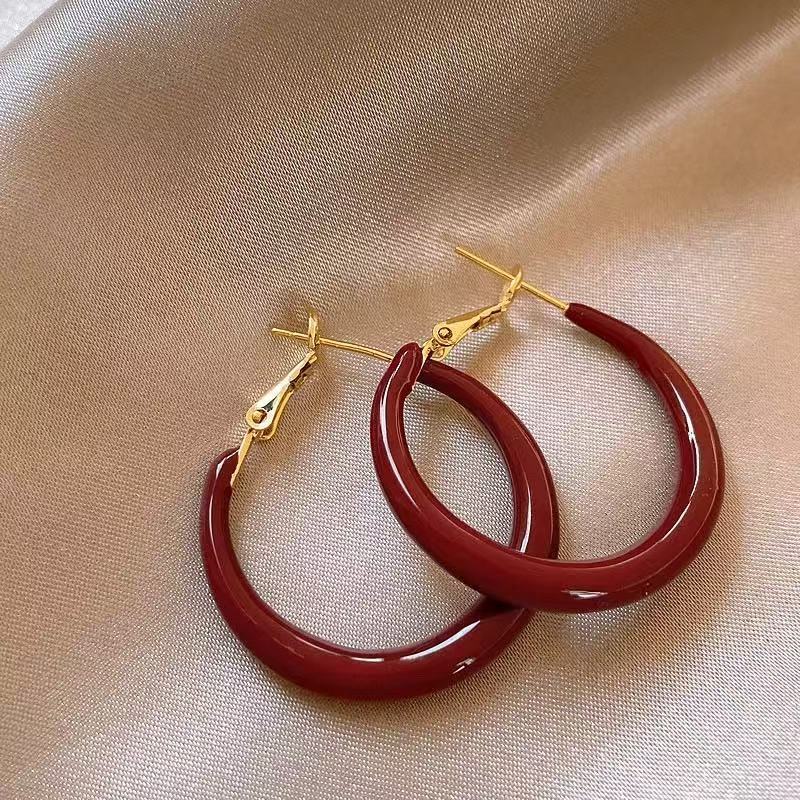 Internet Celebrity Hot Sale European and American Exaggerated Fashion Colorful Enamel Drop Glaze Large Hoop Earrings for Women New Ear Hoops Ear Jewelry Silver Needle