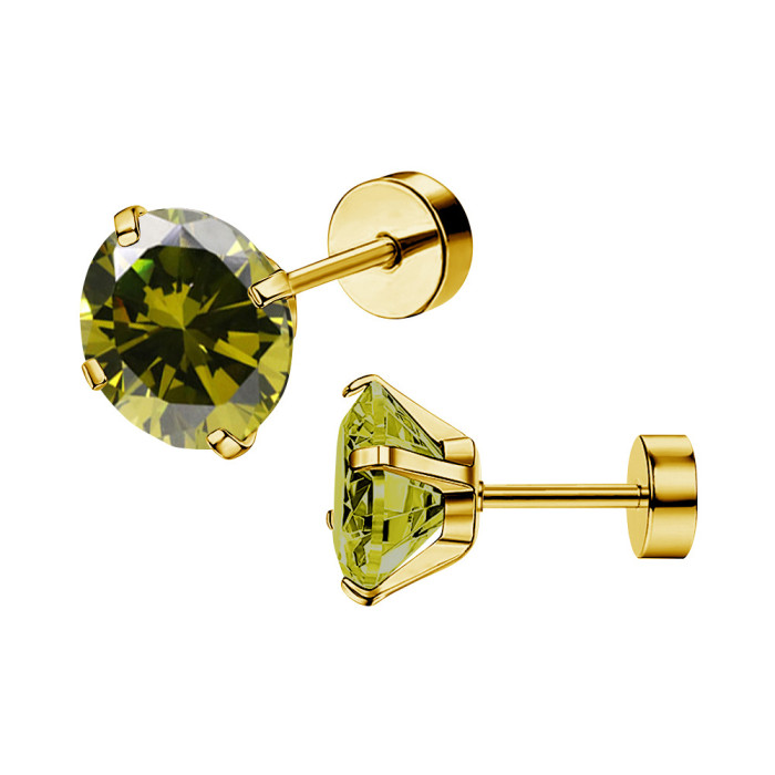 Amazon Unisex Stainless Steel 4-Prong Zircon Earrings Simple Versatile Bulk In Stock Wholesale Earrings Jewelry
