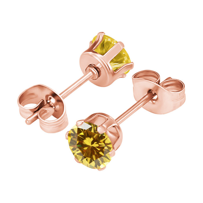 Amazon Fashion Simple New Six-Claw Round Zircon 3A Zirconia Earrings Ear Bone Studs Niche Versatile Ear Jewelry Whole...