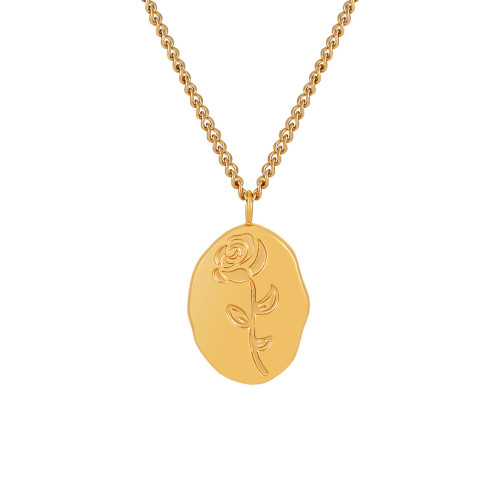 Korean and Japanese Style New Rose Flower Pendant Necklace for Women, Niche Design, Titanium Steel Plated, High-end Clavicle Chain