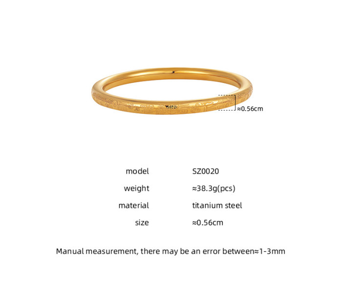 Chinese Style Simple Wanfu Ancient Method Inheritance Bracelet for Women, Personalized Versatile Titanium Steel Plated with 24K Real Gold Bangle