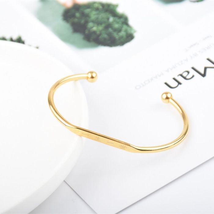European and American Geometric Plane Line Bead Bracelet Open Female Style Simple Personality Three Lives Three Worlds Bracelet