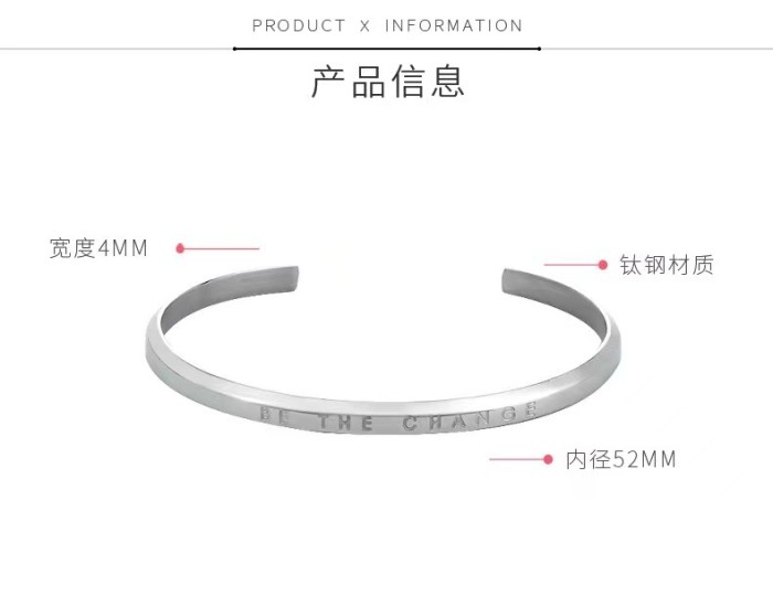 Bevel Bracelet for Women Open DW Bracelet Wholesale Stainless Steel Couple Bracelet Titanium Steel Jewelry Valentine's Day Gift