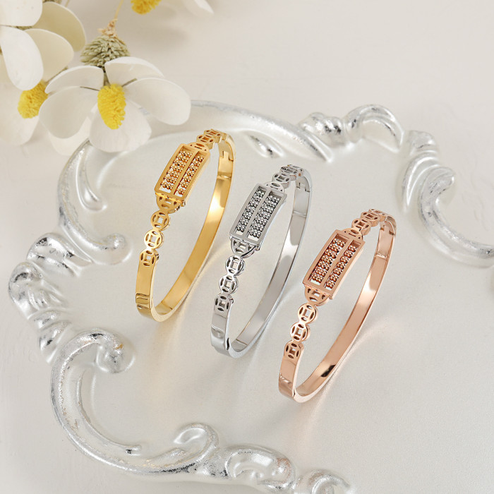 New Chinese Style Ethnic Style New Niche Design Lucky Abacus Titanium Steel Bracelet for Women Fashionable Personality Versatile Bracelet