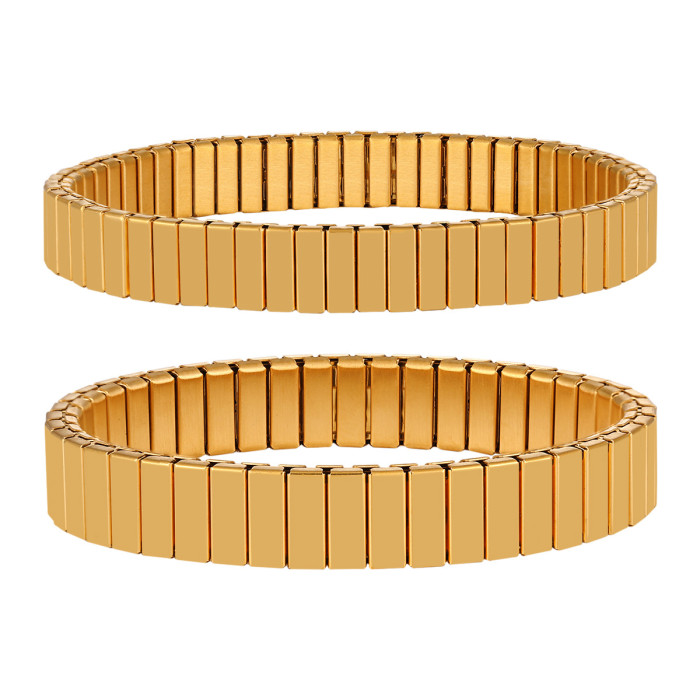 New Design Watch Strap Niche Simple Cuban Wide Elastic Bracelet Fashionable Personality Titanium Steel Bracelet