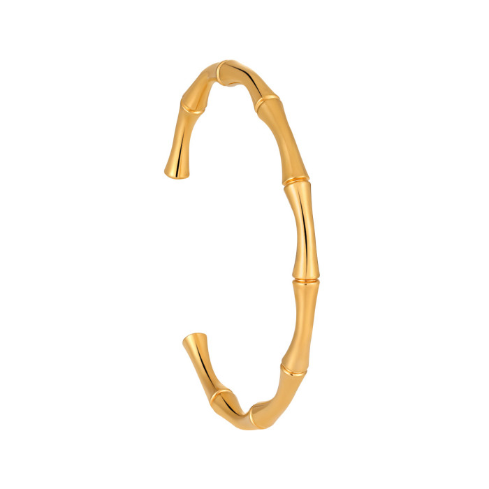 New Chinese Style National Trend Simple Niche Bamboo Knot Open Bracelet for Women Fashionable Personality Versatile High-end Titanium Steel Bracelet