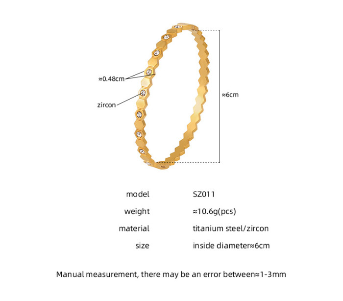 New Ins Niche Light Luxury Stone-Studded Titanium Steel Bracelet Fashionable Personality Versatile Bangle, Earrings