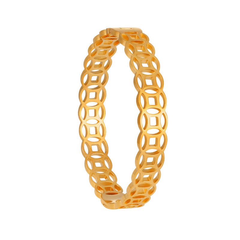 New Chinese Style National Trend Niche Simple Hollow Ancient Copper Coin Bracelet for Women Fashionable Personality High-end Titanium Steel Bracelet