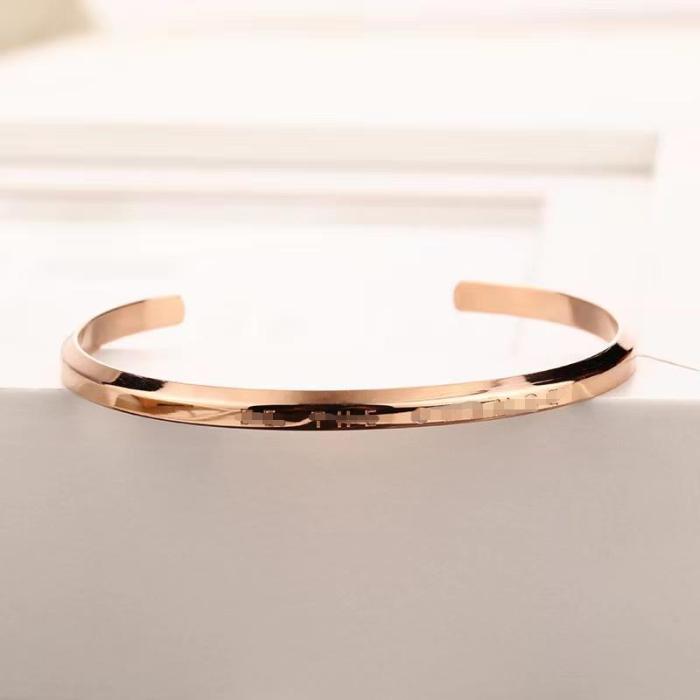 Bevel Bracelet for Women Open DW Bracelet Wholesale Stainless Steel Couple Bracelet Titanium Steel Jewelry Valentine's Day Gift