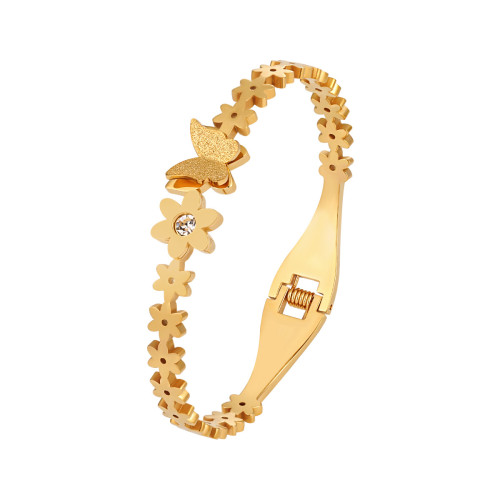 Korean Style New Ins Fresh Sweet Niche Flower Butterfly Spring Bracelet Female fashion Personality Titanium Steel Bracelet