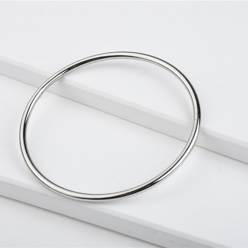 Japanese and Korean Niche Geometric Circle Solid Smooth Plain Circle Heritage Bracelet Simple Titanium Steel Electroplated 24K Gold Color Bracelet