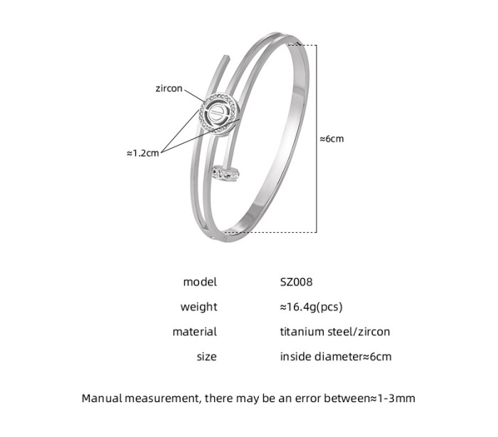 European and American High-End Cross-Border Hot-Selling Niche Round Buckle Diamond Bracelet Fashionable Personality Versatile Titanium Steel Bracelet for Women