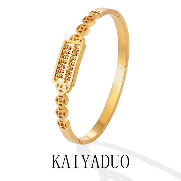 New Chinese Style Ethnic Style New Niche Design Lucky Abacus Titanium Steel Bracelet for Women Fashionable Personality Versatile Bracelet