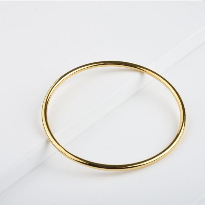 Japanese and Korean Niche Geometric Circle Solid Smooth Plain Circle Heritage Bracelet Simple Titanium Steel Electroplated 24K Gold Color Bracelet