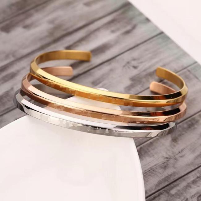 Bevel Bracelet for Women Open DW Bracelet Wholesale Stainless Steel Couple Bracelet Titanium Steel Jewelry Valentine's Day Gift